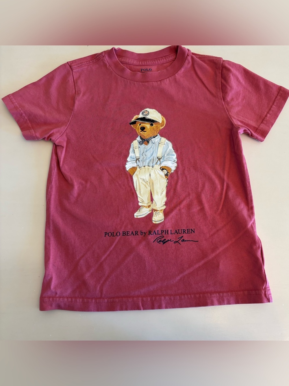 Polo Ralph Lauren Polo Bear Boys' Red T-Shirt Size 4 Crew Neck Short Sleeve